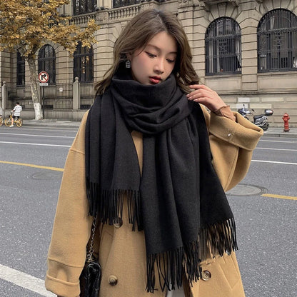 New Black Scarf Cashmere Woman Wool Ladies Scarf Warm Checkered Scarf Women's Winter Scarves Autumn XWJ07